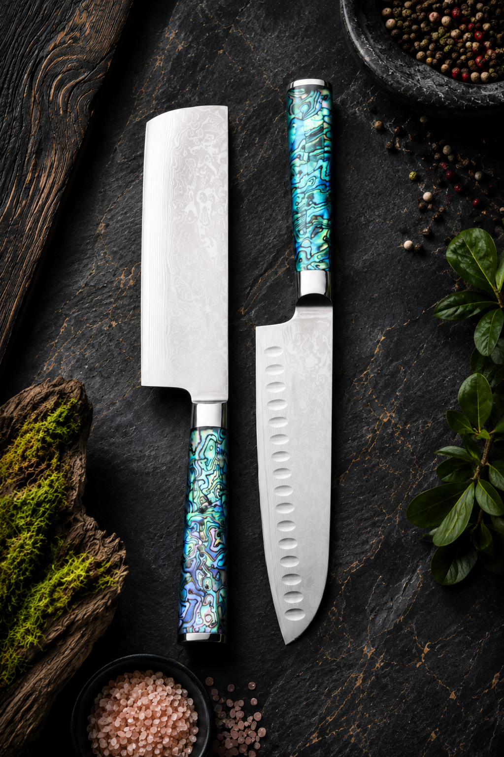 Damascus steel knife collection